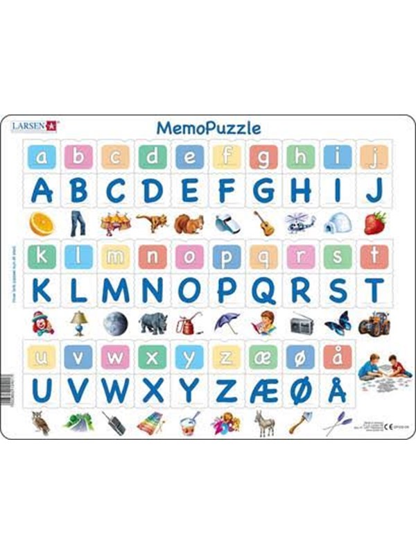 Larsen Puzzles Puzzle MemoPuzzle. The alphabet with 29 uppercase and lowercase letters - 58 pieces Maxi (36.5x28.5 cm) 2D Pussel