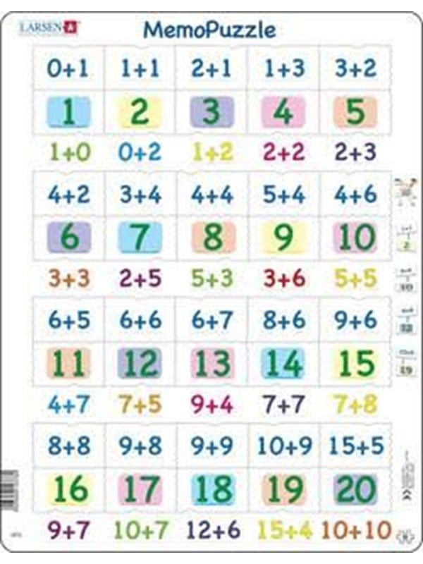 Larsen Puzzles Puzzle MemoPuzzle. Learn to add 0 to 20 - 40 pieces Maxi (36.5x28.5 cm) 2D Pussel