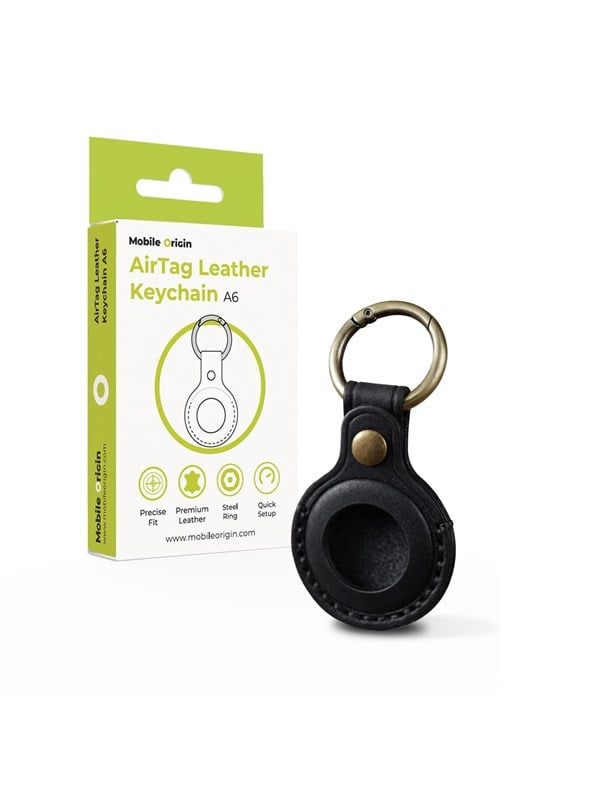Mobile Origin AirTag Leather Keychain A6 black