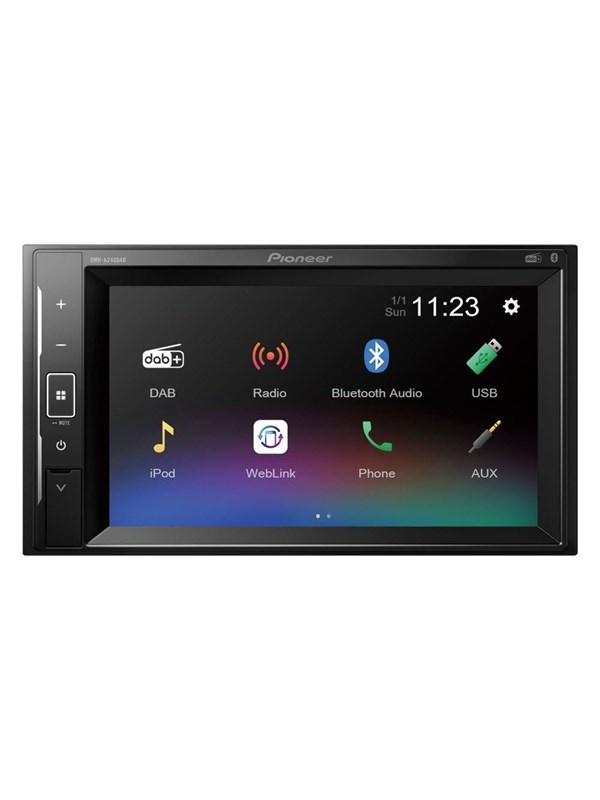 Produktfoto för Pioneer DMH-A240DAB, Sort, 2 DIN, 200 W, Android, iOS, AAC,FLAC,MP3,WAV,WMA, BMP,JPEG