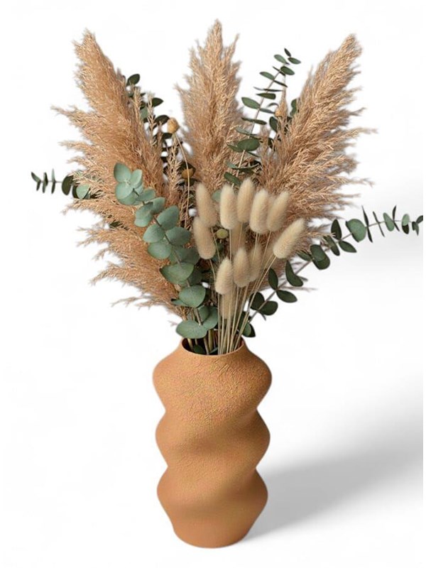 Simiu SCRUNCHED - Vase - 21cm - Caramel