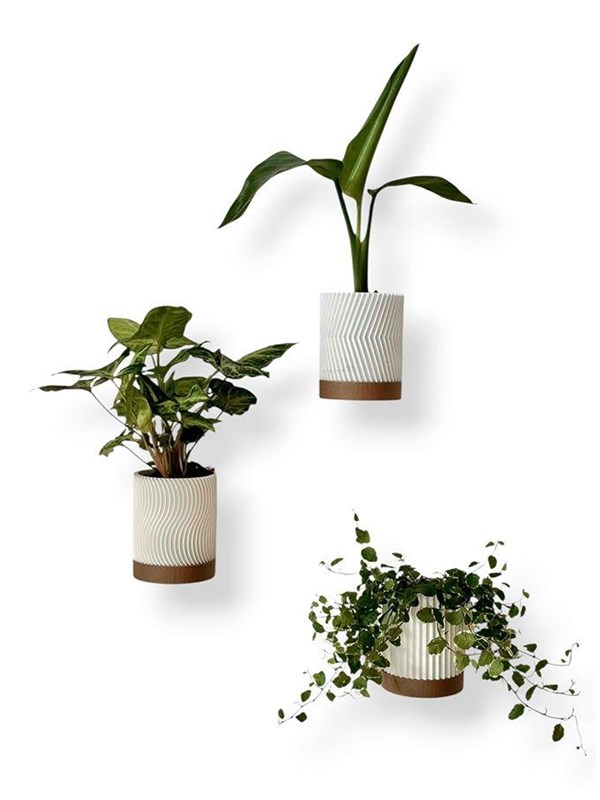 Simiu Flower Pot Hiders For Wall - White/Mocha - 3 pcs - 8cm high