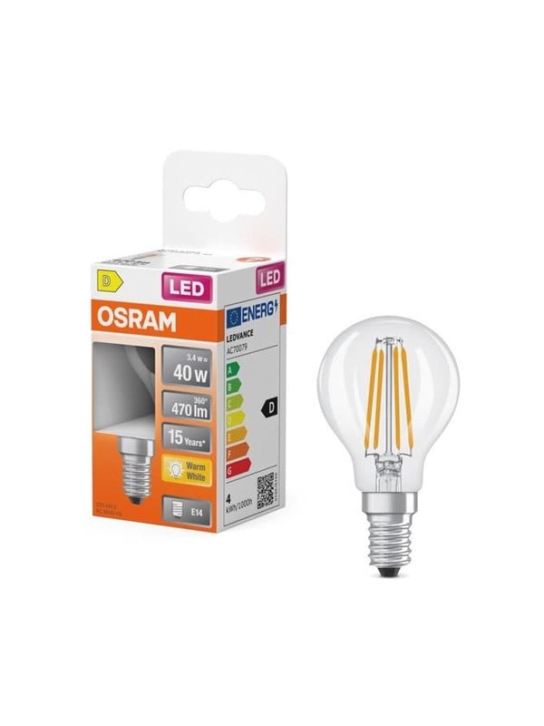 Osram LED-glödlampa Mini-ball 3,4W/827 (40W) Clear E14 - Köp för SEK 109 - Spara 20%