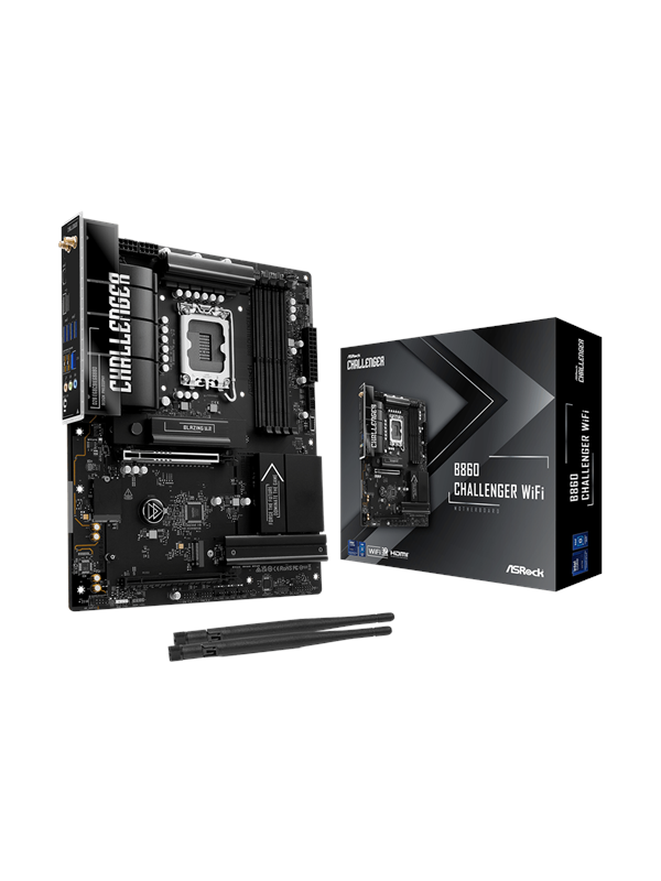 ASRock B860 Challenger WiFi Moderkort - Intel B860 - Intel LGA1851 - DDR5 RAM - ATX