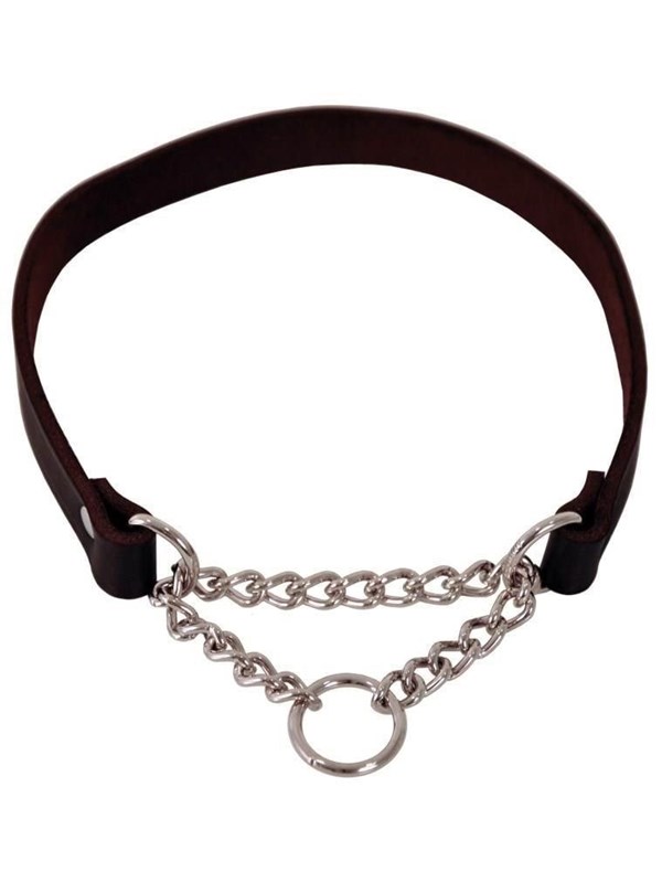 Dogman Läderhalsband för hundar med korrektionskedja 18mmx50cm
