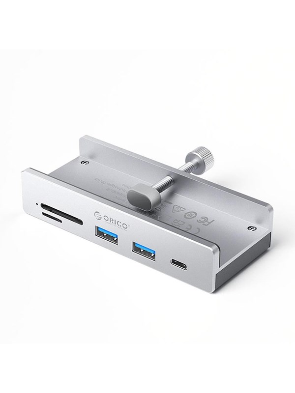 ORICO MH5PC Hub Clamp-Mounted USB-C / 2x USB-A 3.2 + 1x USB-C 3.2 + 1x SD&TF - Silver USB Hub - USB 3.2 - 5 porte - Grey