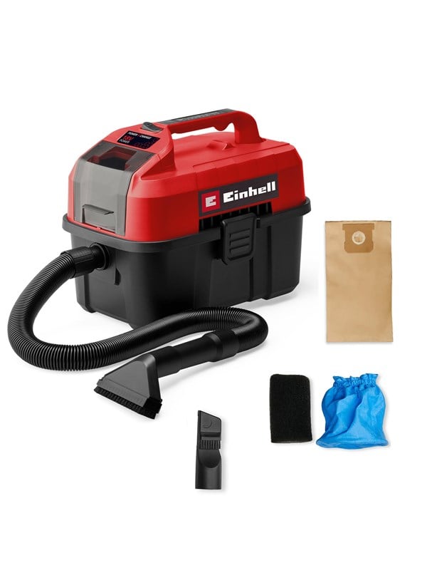 Produktfoto för Einhell TE-VC 18/10 Li-Solo, 10 l, Väska, Svart, Röd, 2 m, 3,6 cm, Torr&våt - SOLO