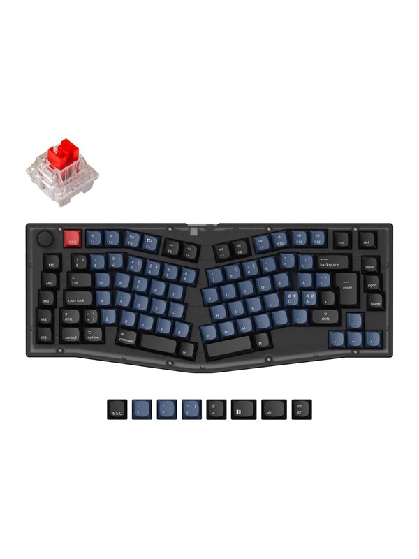 Keychron V10 - keyboard - QMK custom alice layout fully assembled knob mechanical - 75% - QWERTY - Nordic - frosted black Input Device - Tangentbord - Nordisk - Blå - Köp för SEK 499 - Spara 70%