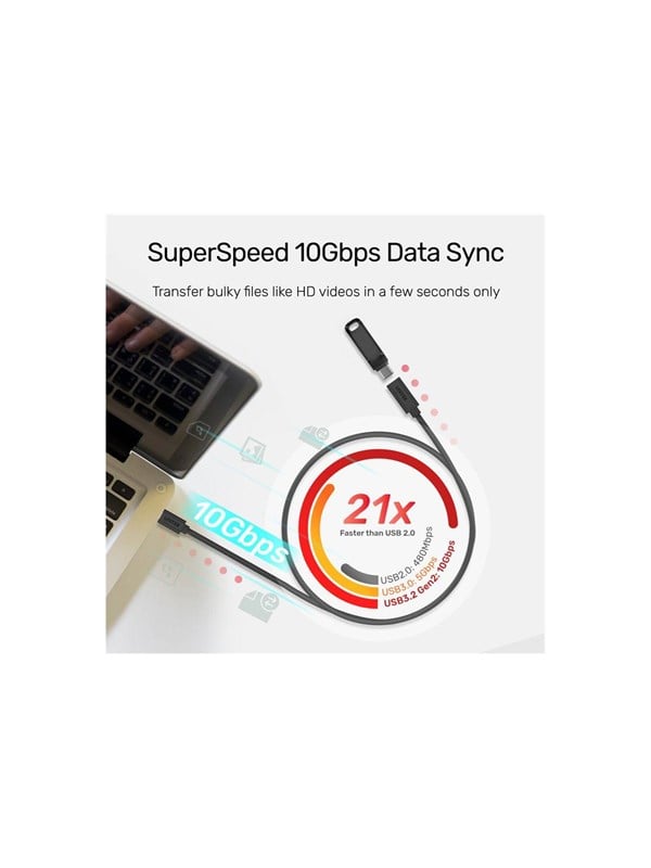 Unitek C14086BK - USB-C extension cable - USB-C to USB-C - 50 cm