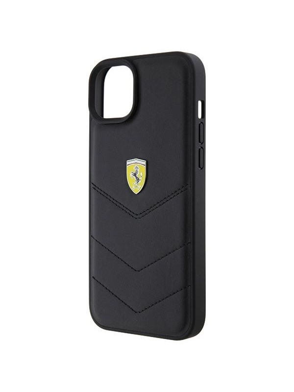 Produktfoto för Ferrari iPhone 15 Plus Mobilskal Quilted Metal Logo - Svart