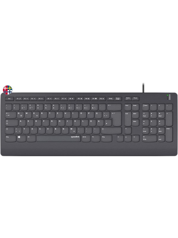 Speed-Link HI-GENIC Antibacterial Keyboard - Tangentbord - Nordisk - Svart