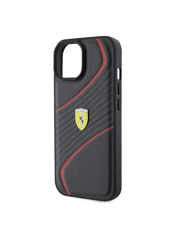 Produktfoto för Ferrari iPhone 15 Mobilskal Twist Metal Logo - Svart