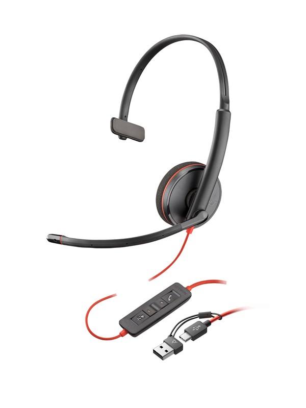 HP Poly Blackwire 3220 Stereo USB-C Headset +USB-C/A Adapter (8X228AA)