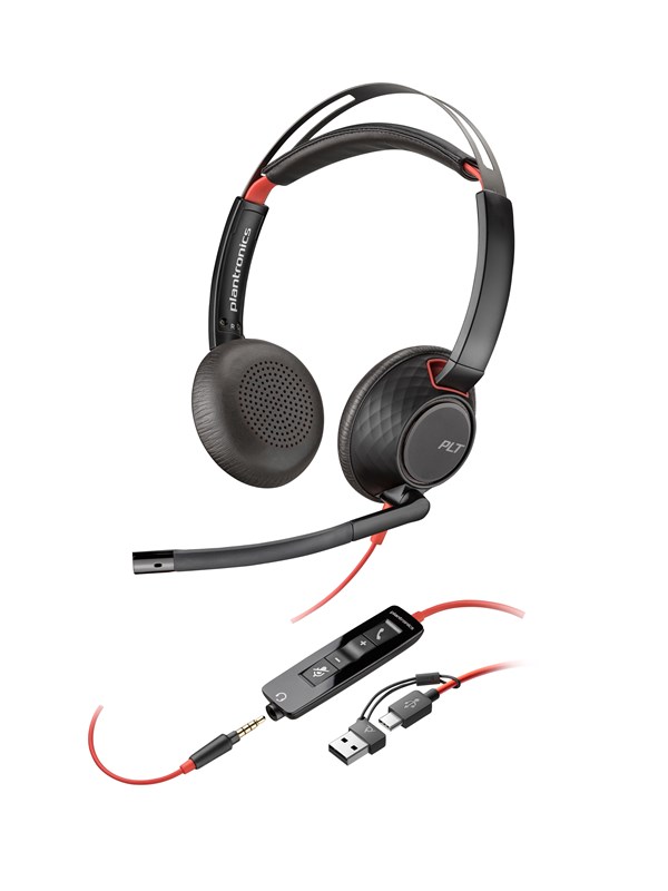 HP Poly Blackwire 5220 USB-C-stereoheadset + 3.5 mm stik +USB-C/A-adapter (bulk) (8X231A6)