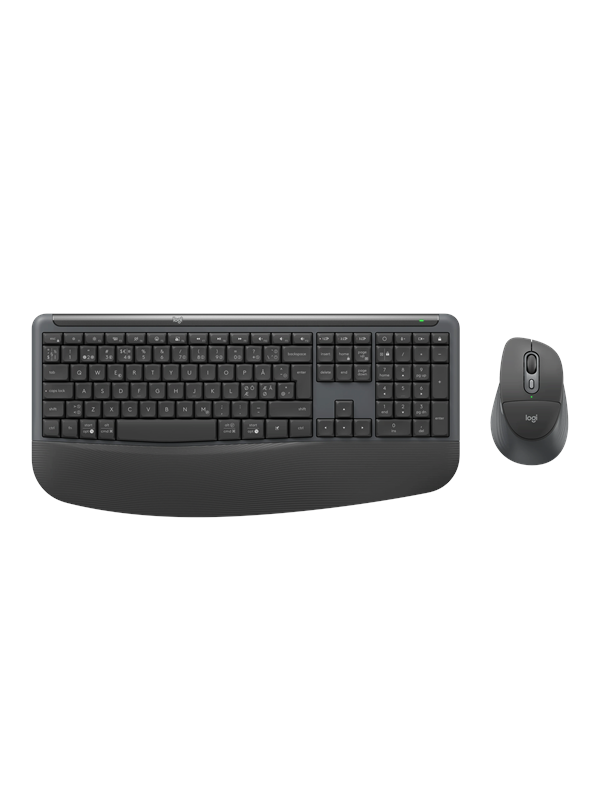 Produktfoto för Logitech Signature Comfort Plus Combo MK880 - Sats med tangentbord och mus - full size - med LED-batterinivåindikator - trådlös - Bluetooth 5.2 - QWERTY - Dansk/Norsk/Svensk/Finsk - grafit