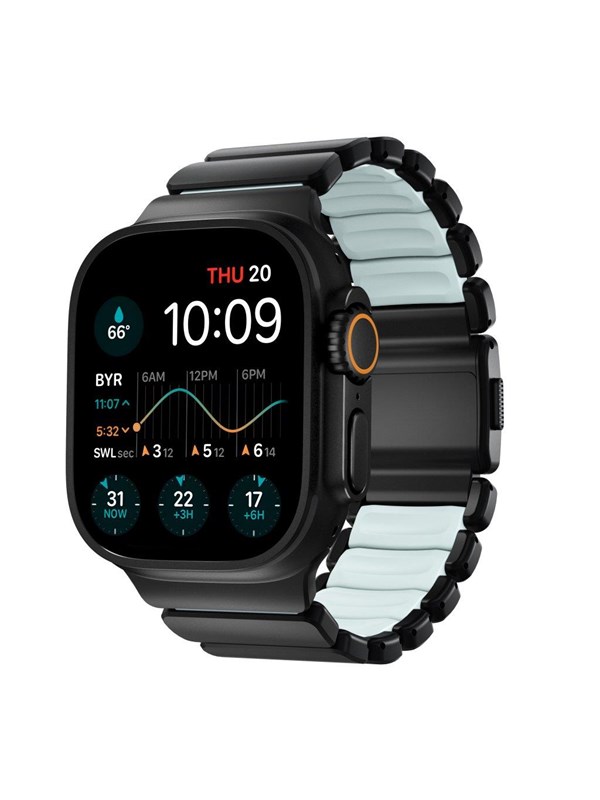 Nomad Stratos Band - 49mm | Black Titanium | Icy Blue Glow FKM