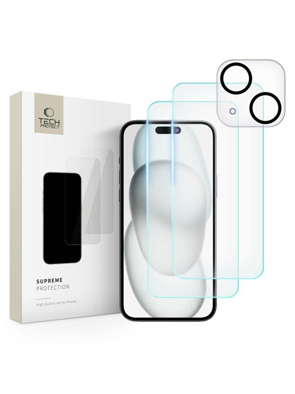 Produktfoto för Tech-Protect iPhone 15 Kameralinsskydd i Härdat Glas - Clear