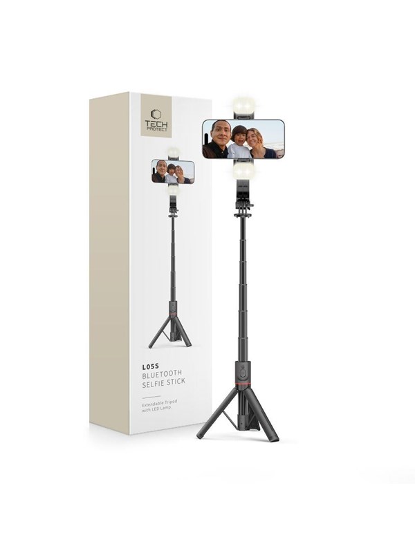 Alternativ bild 0 för Selfie stick Tech-Protect TECH-PROTECT L05S BLUETOOTH SELFIE STICK TRIPOD & LED LIGHT BLACK