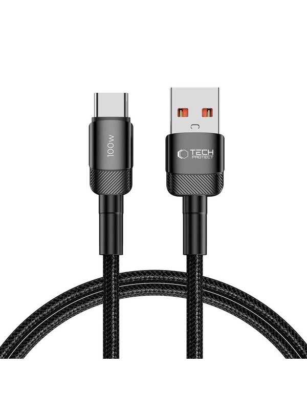 Produktfoto för Tech-Protect USB-C till USB-C-kabel 100W, 5A, 1m - Svart