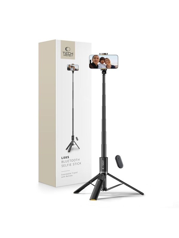 Tech-Protect  L08S Bluetooth Selfie Stick with Remote Control Tripod up to 141cm - Black