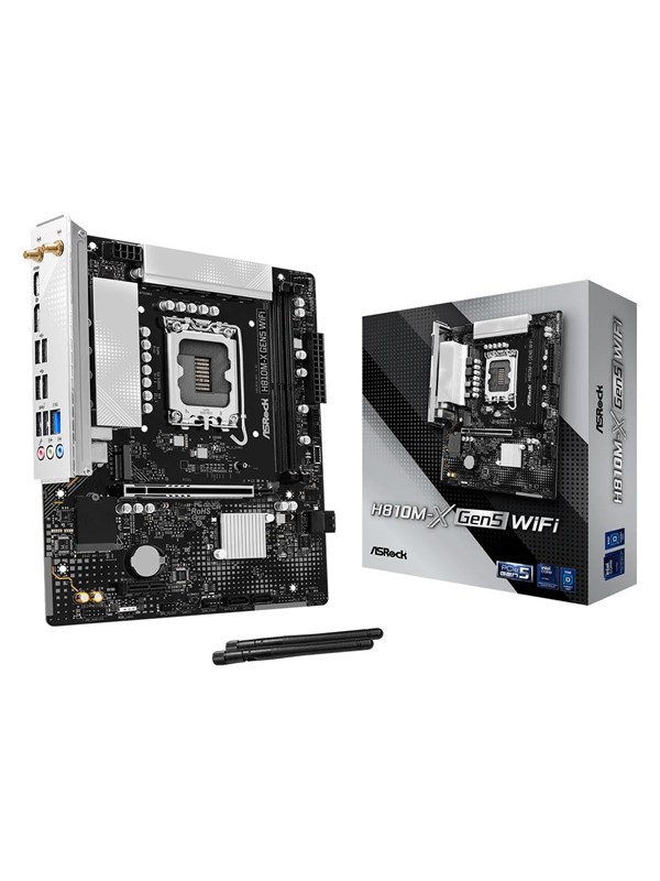 ASRock H810M-X Gen5 WiFi Moderkort - Intel H810 - Intel LGA1851 - DDR5 RAM - Micro-ATX