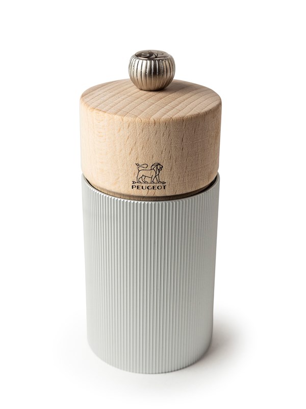 Peugeot Line Salt Mill in Aluminium and Wood Natural 12cm