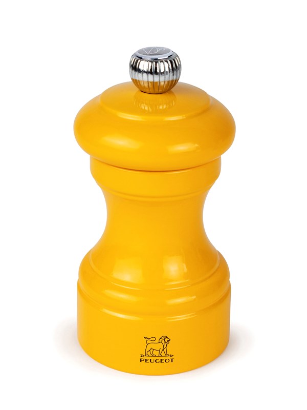 Peugeot Bistro Salt Mill in Wood Safran Yellow Gloss 10cm