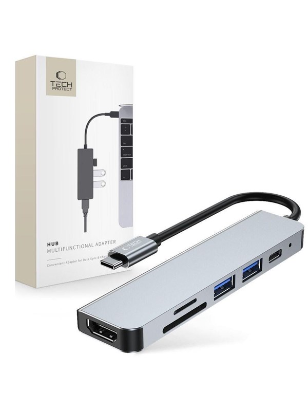 Produktfoto för Tech-Protect HUB USB-C till USB-A / USB-C / HDMI / micro SD / TF / SD