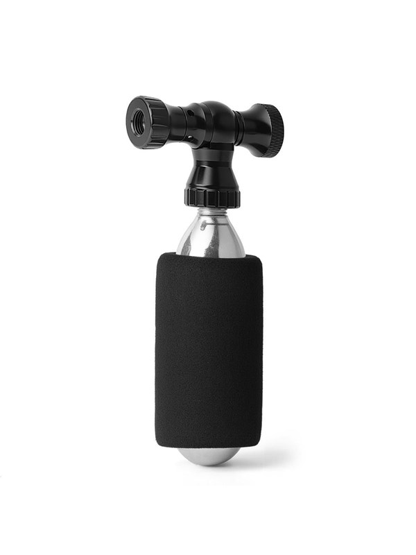 Rockbros COâ‚‚ pump aluminum alloy valve head cartridge-free Presta/Schrader compatible - black