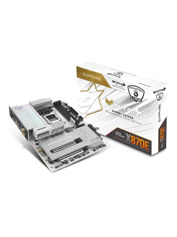 Sapphire NITRO+ X870EA PhantomLink Polar Moderkort - AMD X870E - AMD AM5 - DDR5 RAM - ATX