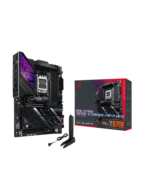 ASUS ROG STRIX X870E-E GAMING WIFI7 NEO Moderkort - AMD X870E - AMD AM5 - DDR5 RAM - ATX