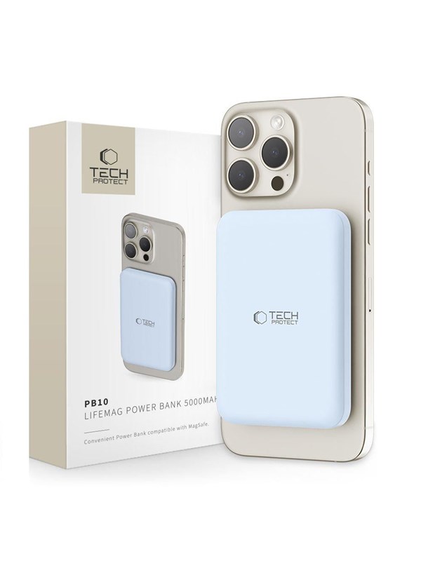 Tech-Protect LifeMag PB10 Power Bank with MagSafe 5000mAh 15W USB-C Port - Blue + USB-C Cable PowerBank - Blue - 5000 mAh