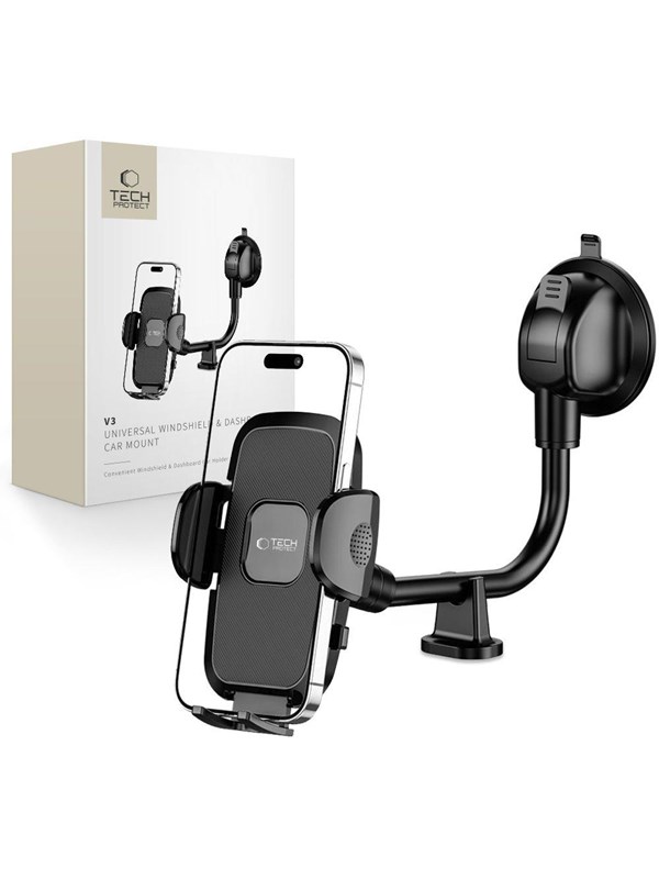 Tech-Protect V3 Long Arm Car Phone Holder for Windshield / Cockpit - Black