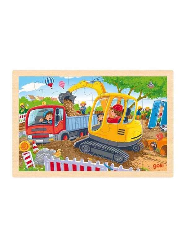 Goki Wooden Jigsaw Puzzle Excavator 24pcs. Trä