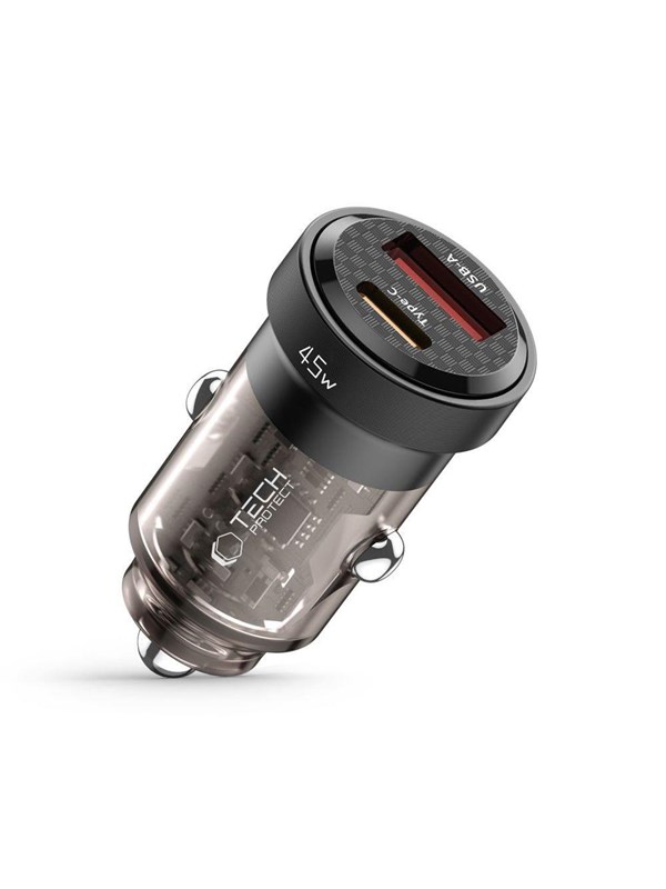 Tech-Protect CC45W Car Charger USB-C PD 45W / USB-A QC 3.0 - Black
