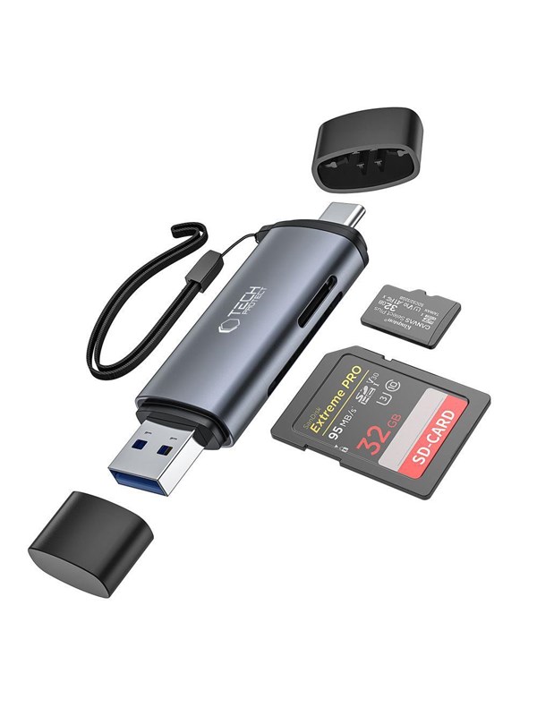 Produktfoto för Tech-Protect UltraBoost SD/micro SD-minneskortläsare med USB-C/USB-A-kontakter
