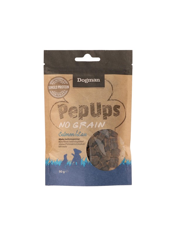 Dogman Pep Ups spannmålsfria hundgodis med lax 90 g
