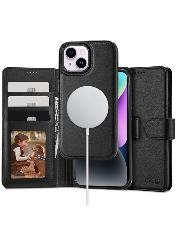 Tech-Protect  Wallet MagSafe Case for iPhone 15 - Black