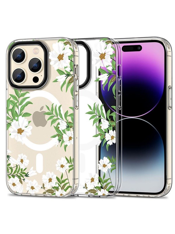 Tech-Protect MagMood MagSafe Case for iPhone 15 Pro - Daisies with Leaves