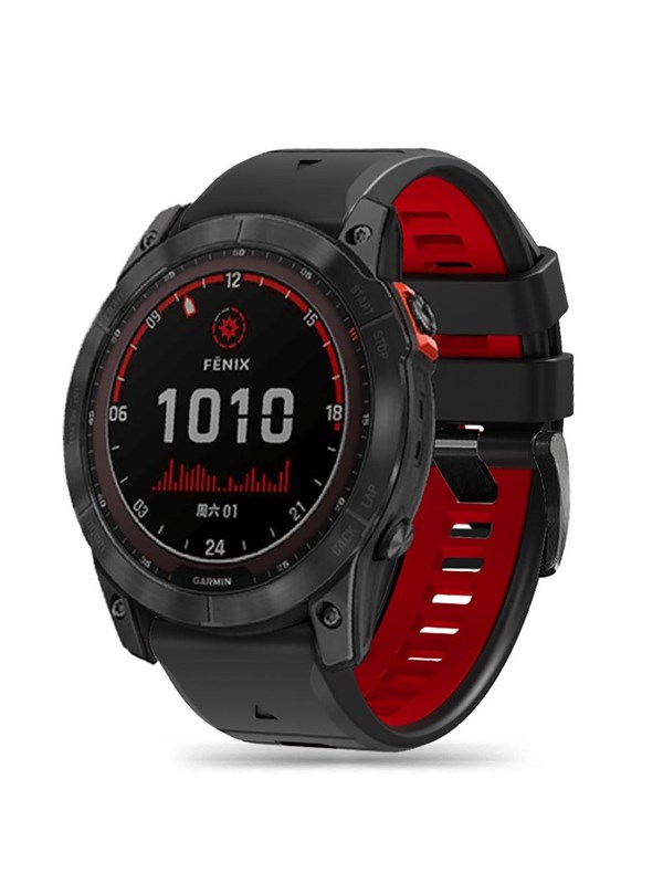 Produktfoto för Tech-Protect Garmin Fenix 5X/6X/7X Armabnd - Svart/Röd