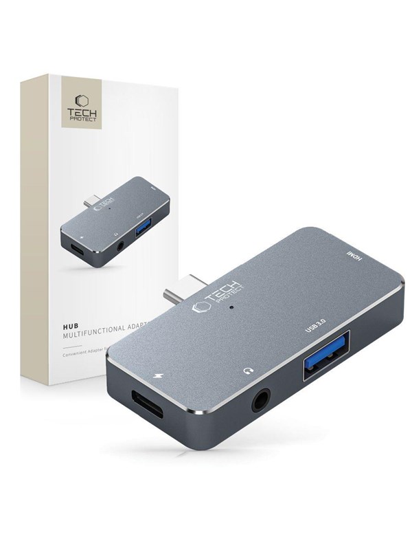 Produktfoto för Tech-Protect V6 USB-C Hub till USB-A USB-C PD100W / HDMI / AUX 3,5 mm