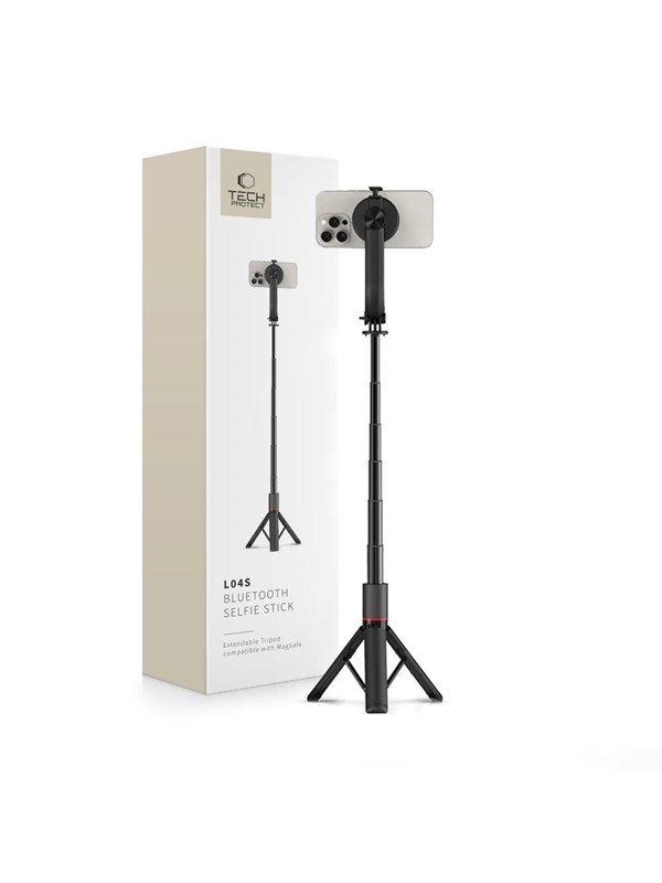 Tech-Protect L04S Bluetooth Selfie Stick with Tripod up to 95cm and 360 Head - Black