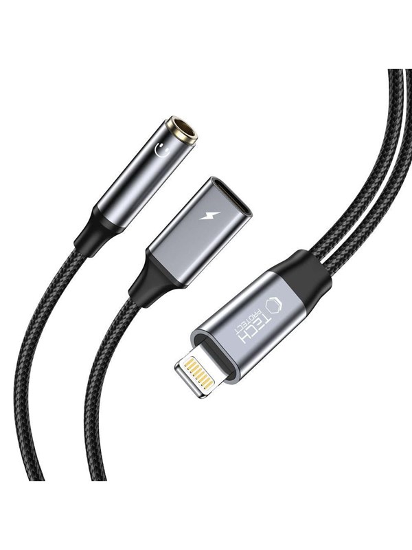 Alternativ bild 0 för Tech Protect Mini Jack Till Lightning Kabel Ultraboost - Svart