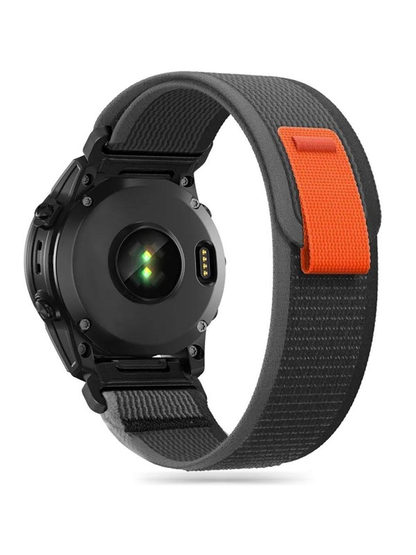 Tech-Protect Nylon Strap for Garmin Fenix 3 / 5X / 3HR / 5X Plus / 6X / 6X Pro / 7X - Black &amp; Orange