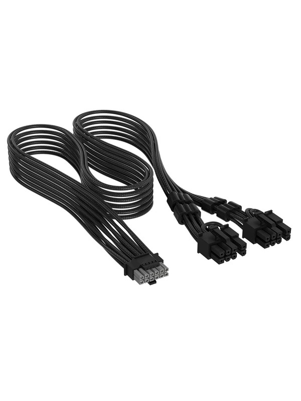 Corsair Elite Premium Individually Sleeved PCIe 12V-2x6 to 2x 8-pin (6+2 split) - Svart
