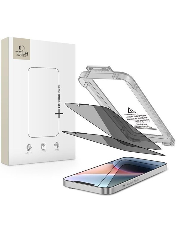 Tech-Protect  Quick Set Spy+ 2-pack Privacy Glass for iPhone 13 / 13 Pro / 14 / 16e / 17e