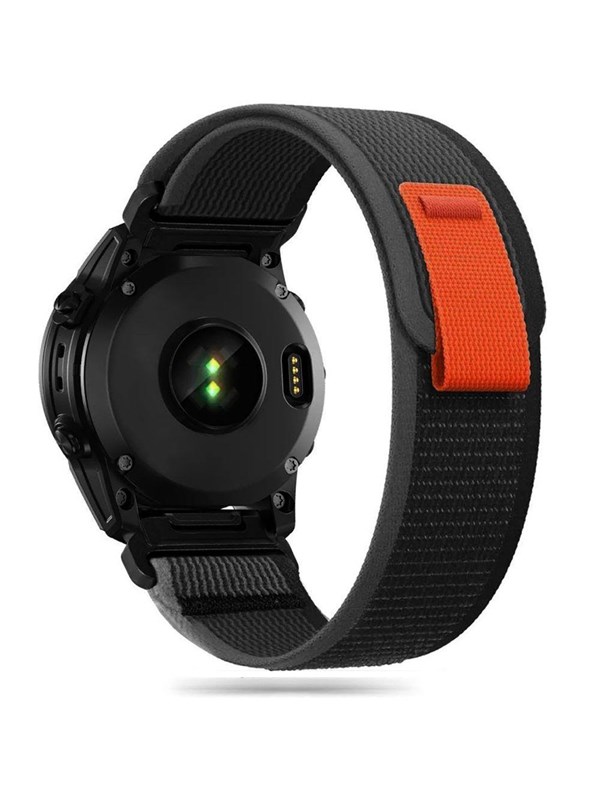 Tech-Protect Nylon Strap for Garmin Fenix 5 / 6 / 6 Pro / 7 - Black &amp; Orange