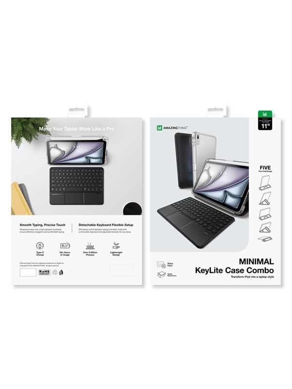 AmazingThing Minimal Case Keylite Combo Keyboard Case for iPad Air 13" M2/M3/M4 (2024/2025/2026) - Black