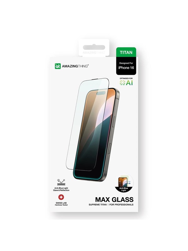 AmazingThing Titan Max Tempered Glass for iPhone 16