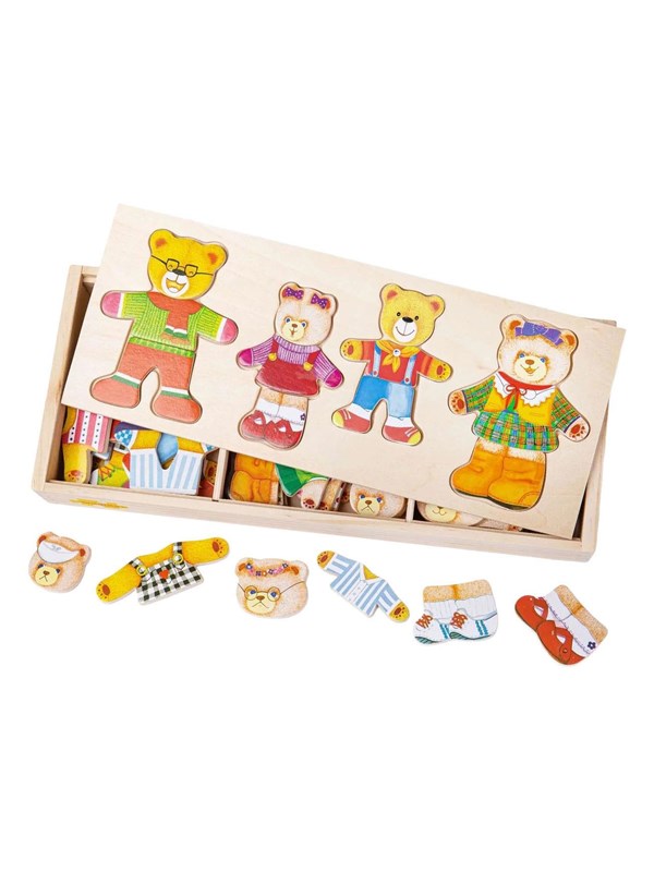 Bigjigs Wooden Dress-Up Puzzle Bear Family - 72 pieces. Trä